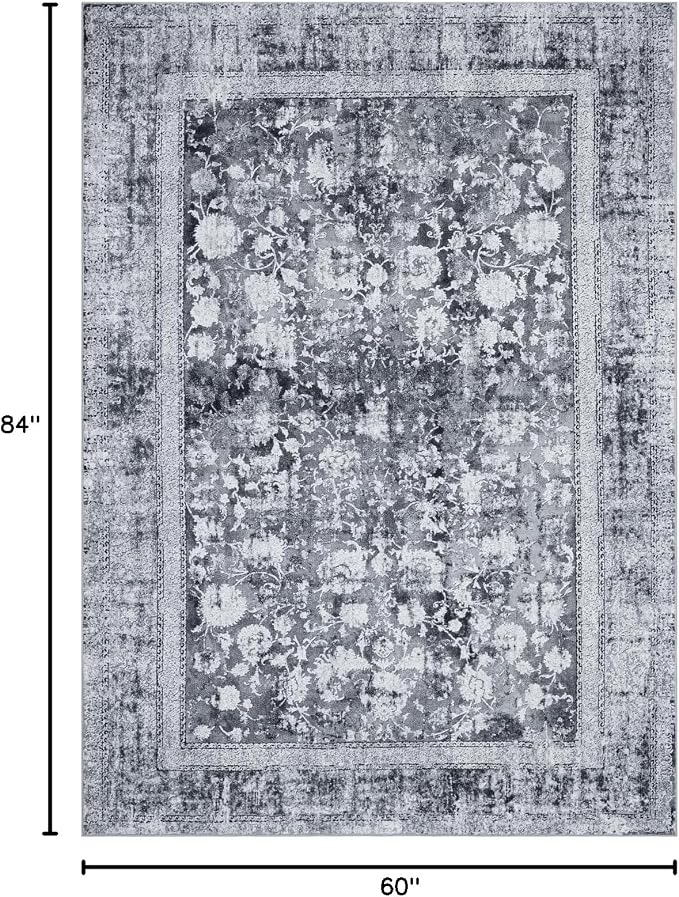 Area Rug 5×7, Vintage Boho Rug, Ultra-Soft Low Pile, Non Slip, Stain Resistant - Image 2