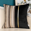 Yangest Black Striped Patchwork Throw Pillow Cover Gold Leather Cushion Cover by Yangest