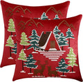 LUOYEHK Red Christmas Pillow Covers 18x18 Set of 2 House and Deer Decorative by LUOYEHK
