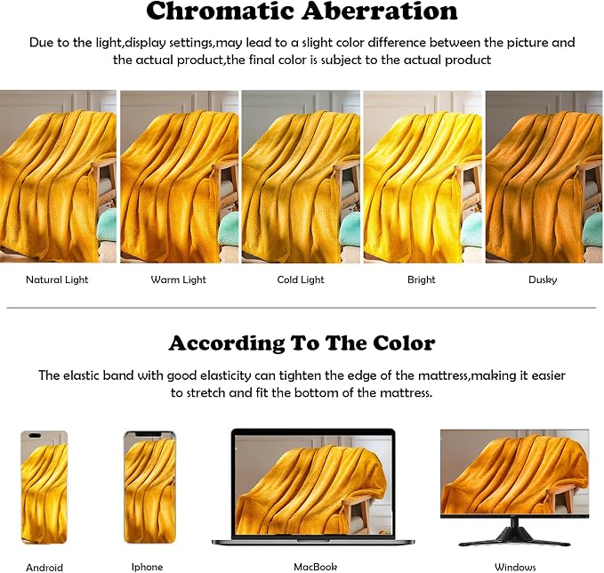 NEWCOSPLAY Super Soft King Blanket Mustard Yellow Premium Silky Flannel Fleece - Image 6