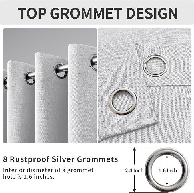 Easy-Going Linen Look Blackout Curtain 108 Inch Length Grommet Window Curtain - Image 6