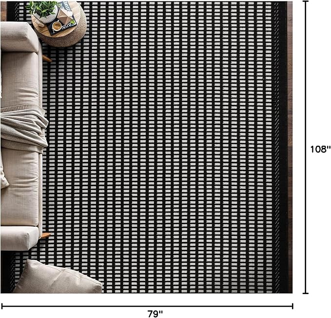 Beverly Rug Micro Loop Area Rug Black/White 6x9 Geometric Modern Luxury Zebra - Image 2