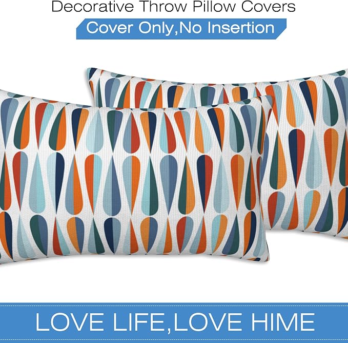 Mid-Century Drop Shapes Throw Pillow Cover Case Modern Retro Style Throw - Image 3