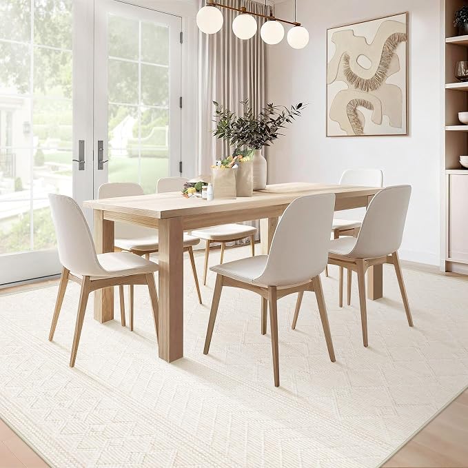 5x7 Area Rug Living Room: Washable Boho Geometric Moroccan Rug Neutral Modern - Image 7