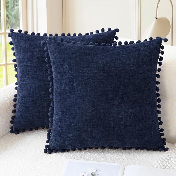 CaliTime Throw Pillow Covers Decorative 16 X 16 Inches Pack of 2 Cozy Solid by CaliTime