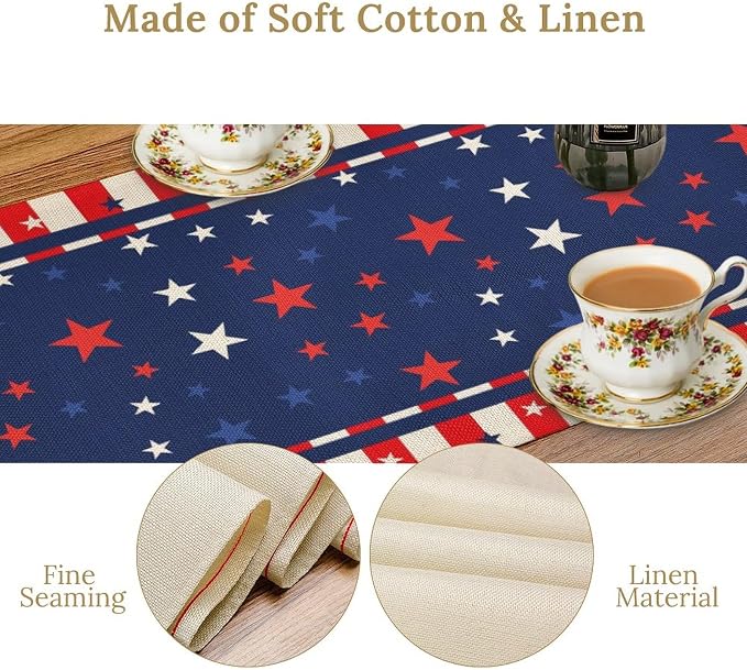 4th of July Table Runner, America Stars Stripes Patriotic Independence Memorial - Image 4