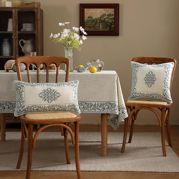 ISAENNE Design Linen Rectangle Throw Pillow Covers 12"x20" Pack of 2, Cottage - Image 6