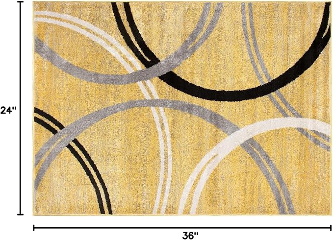 Rugshop Wavy Circles Design Accent Rug, Carpet - Image 2