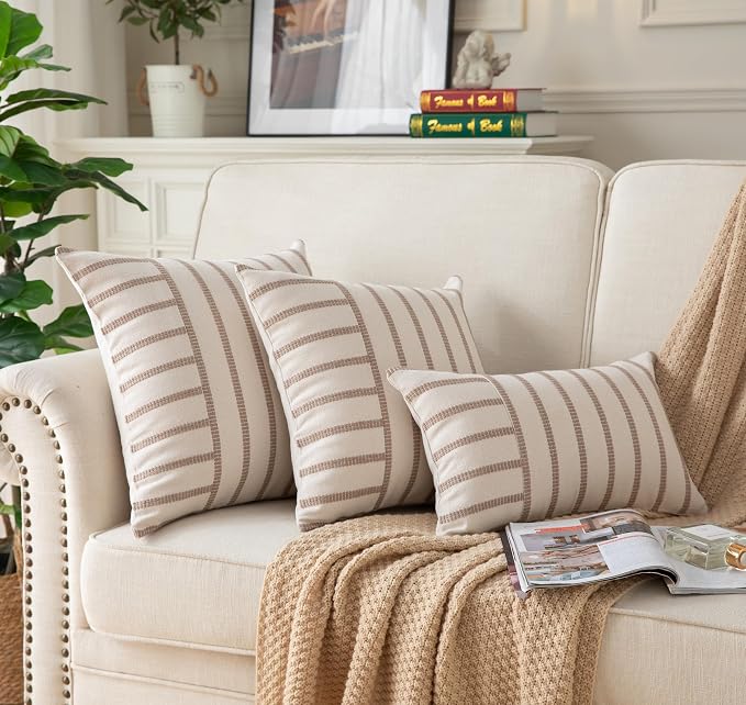 Caflife Boho Throw Pillow Covers 12x20 Set of 2 Soft Farmhouse Decorative Couch - Image 4