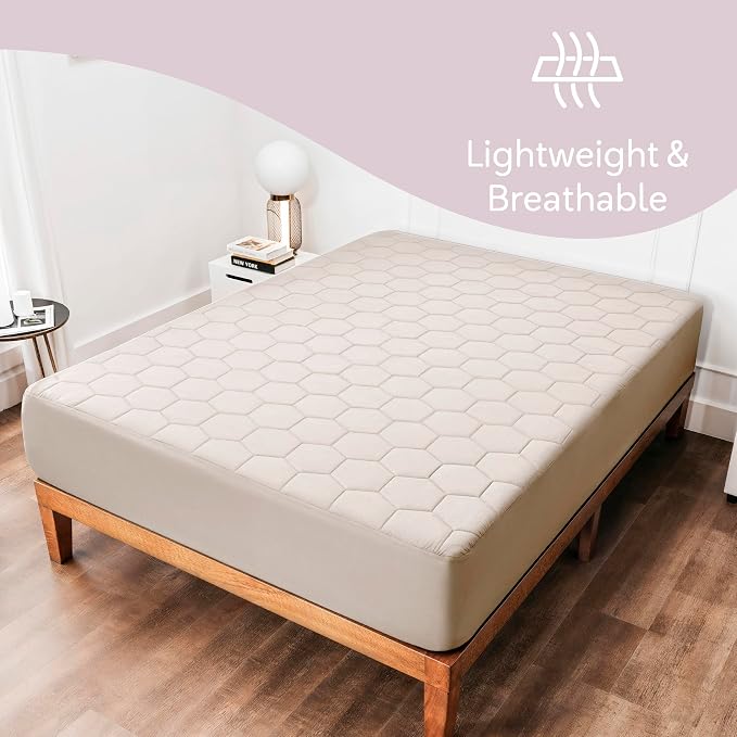 Hearth & Harbor King Size Quilted Fitted Mattress Pad Cover, 100% Waterproof - Image 3