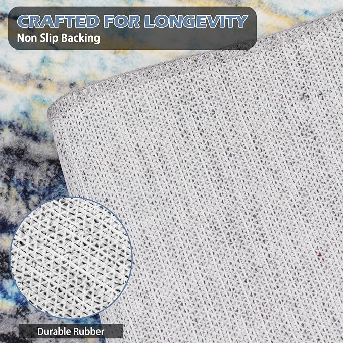 Runner Rug Washable 2x57 FT, Non Slip Rubber Backing Abstract Carpet, Soft Area - Image 4