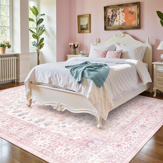LIVEBOX Pink Washable Area Rug 8x10 - Image 4