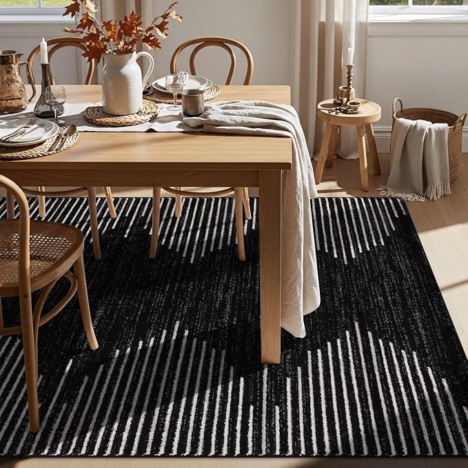 Rugshop Bohemian Stripe Stain Resistant Carpet High Traffic Living Room Kitchen - Image 5