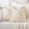 MIULEE Pack of 2 Khaki Pillow Covers 26x26 Inch Striped Farmhouse Couch Throw by MIULEE