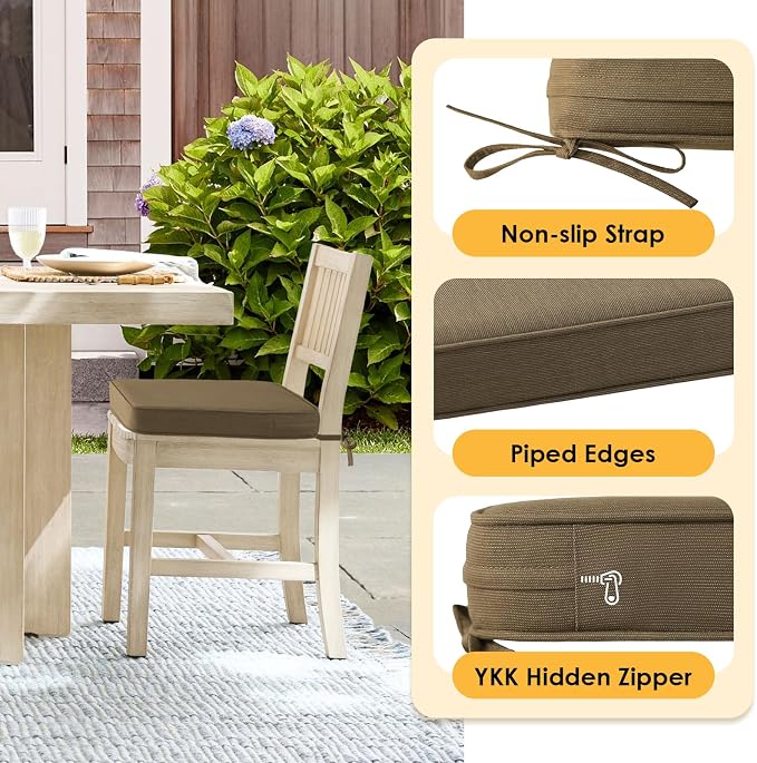 Outdoor Sunbrella Square Corner Seat Cushion, 18.5"x16"x3", Non Slip Seat - Image 5