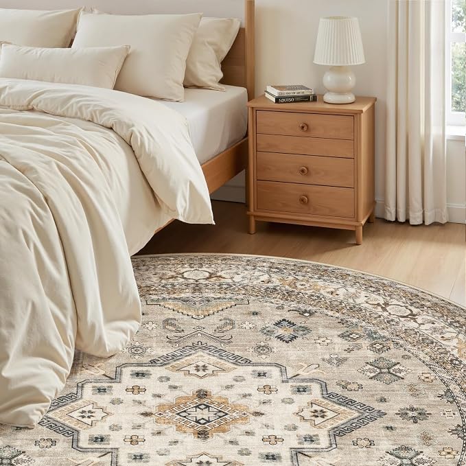 6ft Round Vintage Living Room Area Rug - Image 4