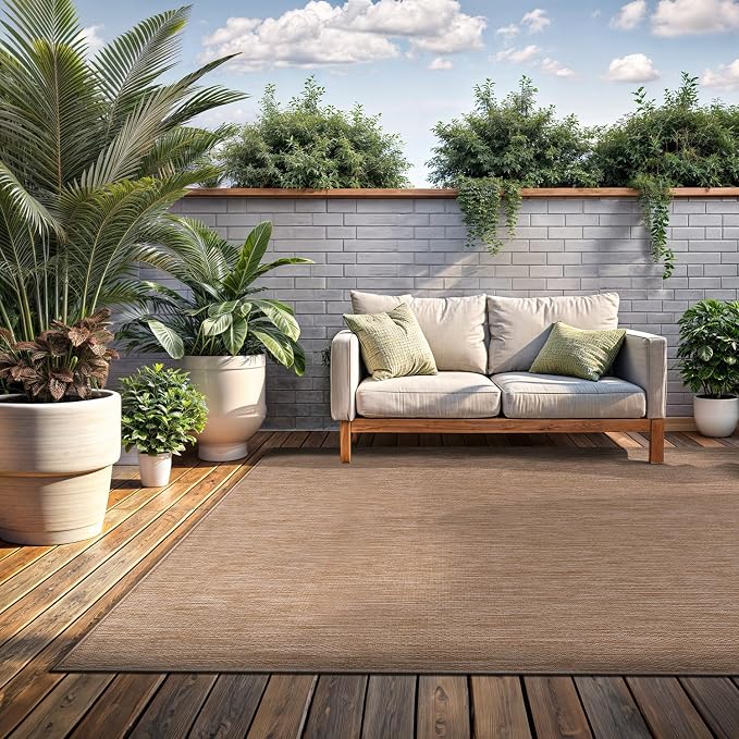 Washable Indoor Outdoor Rug 6x9 Weather Resistant Area Rugs Modern Solid Jute - Image 5
