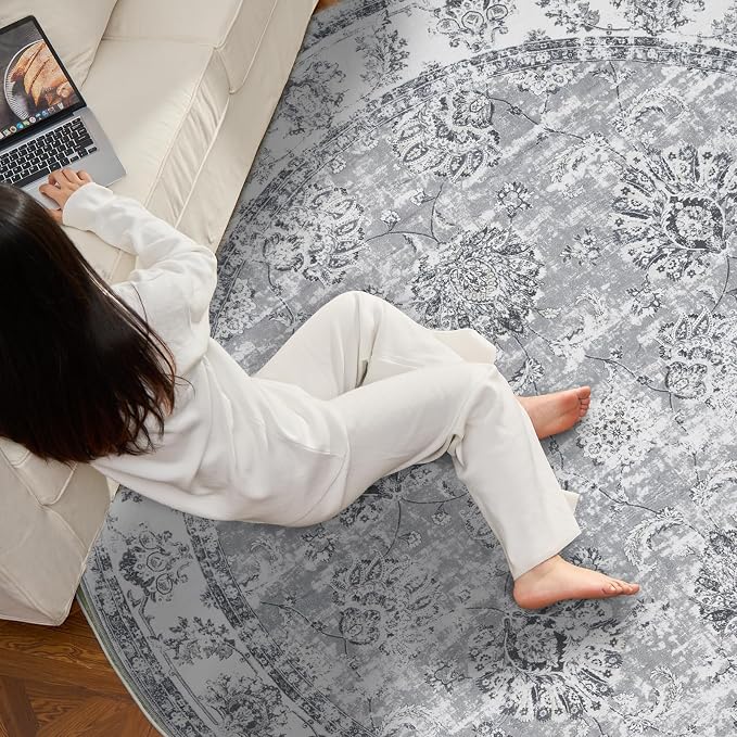 jinchan Fiora Round Rug 4ft Area Rug - Image 6