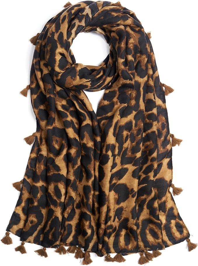 Scarf for Women Lightweight Soft Floral Leopard Printed Scarves Fall Winter by QIUTIMIY