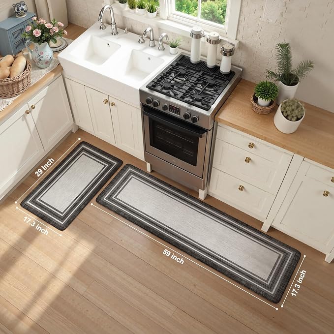 KIMODE Anti Fatigue Kitchen Mats, Non Slip Farmhouse Kitchen Rugs Sets 2 Piece - Image 3