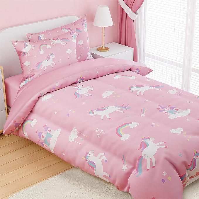 SANDJEST Unicorn Comforter Set Twin Size 68x86in - Image 5