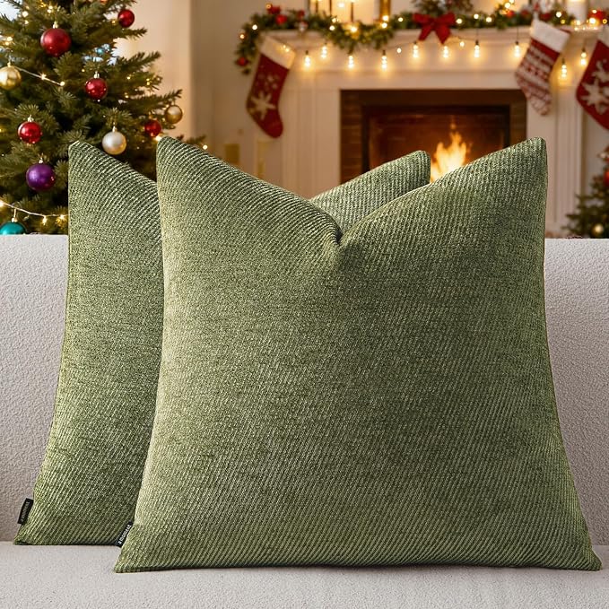 a moment Pack of 2 Christmas Decorative Chenille Throw Pillow Covers by amoment