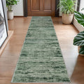 Modern Abstract Hallway Runner Rug, Forest Green Washable Kitchen Runner by lansny