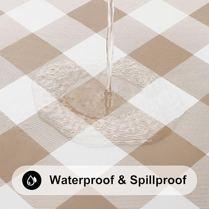 Smiry Rectangle Picnic Table Cloth, Elastic Waterproof Fitted Vinyl Tablecloths - Image 3