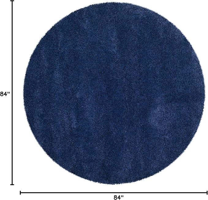 SAFAVIEH Milan Shag Collection 7' Round Navy SG180 Solid Non-Shedding Living - Image 2