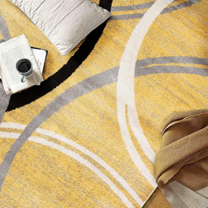 Rugshop Wavy Circles Design Accent Rug, Carpet - Image 7