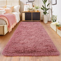 Blush Runner Area Rug for Hallway, Bedroom Bedside Plush Rugs, Non Slip Fluffy by Isdook