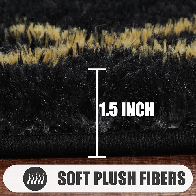 ONASAR 8x10 Area Rugs for Living Room, Fluffy Black and Gold Bedroom Rug - Image 2