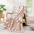 WRENSONGE Checkered Throw Blanket, Clay Pink Soft Cozy Fluffy Warm Hand Made by WRENSONGE
