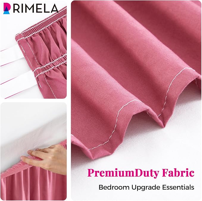 RIMELA Dusty Red Bed Skirt Queen Size 15 Inch Drop, Wrap Around Elastic Bedskirt - Image 8