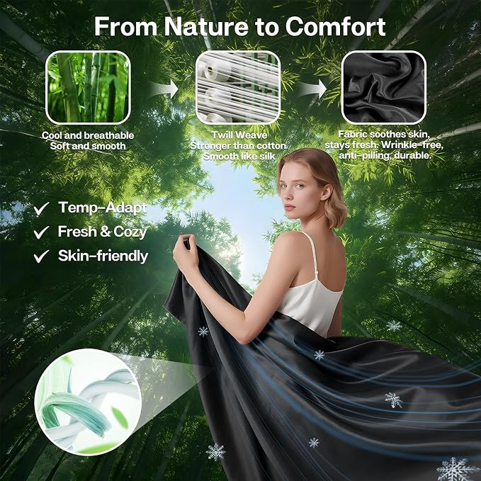MR&HM Full Fitted Sheet Only, Ultra-Soft Rayon Derived from Bamboo & Polyester - Image 2