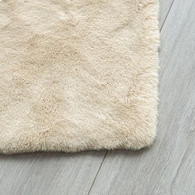 5x7 Area Rug Light Brown Beige Plush Shaggy Rugs - Image 7