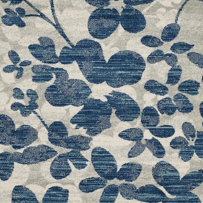 SAFAVIEH Evoke Collection 4' x 6' Grey/Light Blue EVK236J Floral Non-Shedding - Image 7