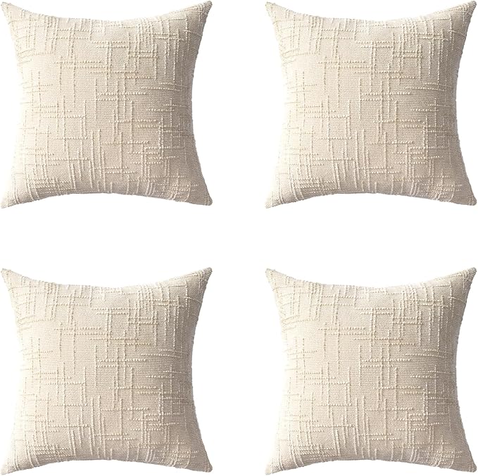 Decorative Throw Pillow Covers 20x20 Inch Set of 4, Soft Solid Farmhouse by ZSkogur