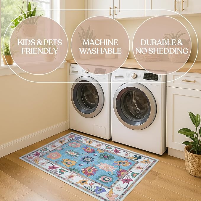 Fame Living Colorful Oushak Runner Rug, Modern Runners, Small Throw Rugs - Image 6