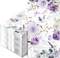 100Pcs Floral Guest Napkins Watercolor Purple Flower Butterfly Disposable by Unknown