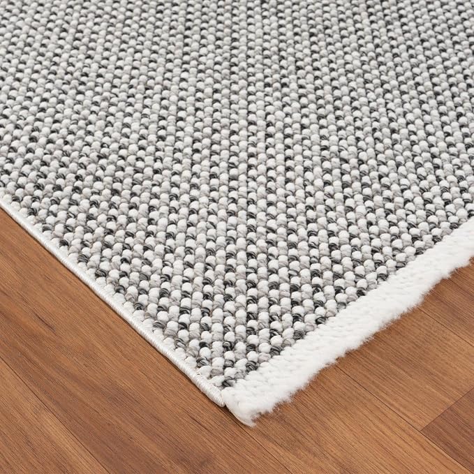 LUXE WEAVERS Solid Machine Woven White Dark Gray 9x12 Area Rug, Indoor - Image 7