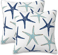 Throw Pillow Covers Nautical Starfish Pillow Covers 18x18 Inch Set of 2 Navy by Naqiuli