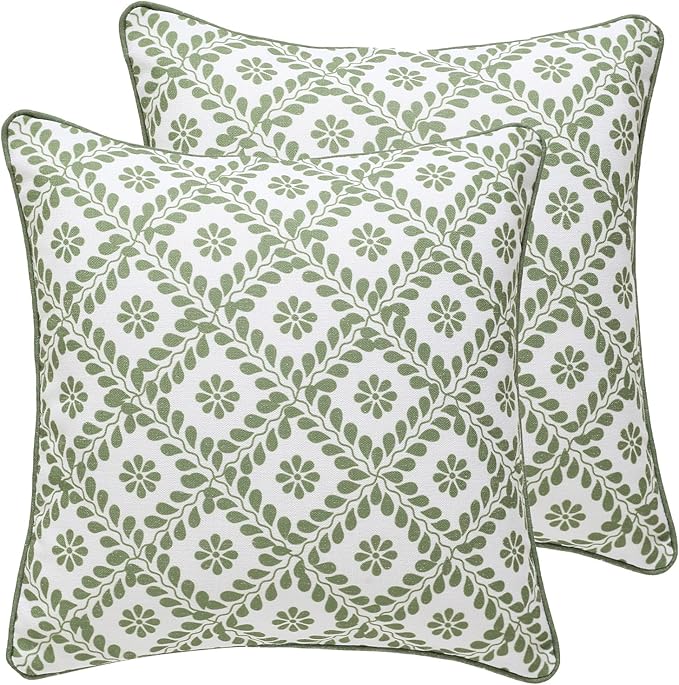 ISAENNE Design Fresh Linen Square Throw Pillow Covers 18"x18" Pack of 2 by Isaennehomedecoration