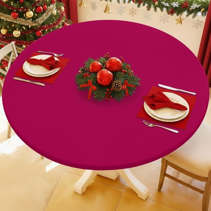 Round Spandex Tablecloth, Elastic Fitted Waterproof Tablecloths by Moosfor