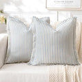 MIULEE Pack of 2 Light Blue Pillow Covers 20x20 Inch Striped Farmhouse Couch by MIULEE