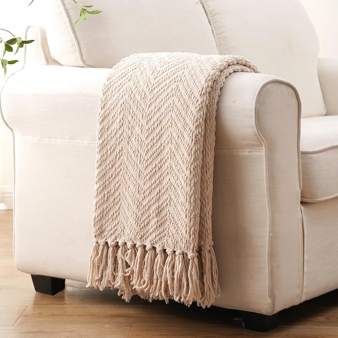 BATTILO HOME Beige Throw Blankets - Image 4