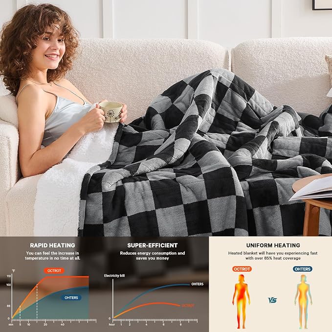 Heated Electric Blanket Twin Size, 62X84 Heating Blanket - Image 2