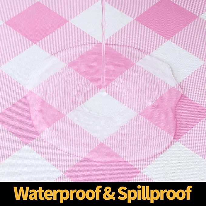 Smiry Rectangle Picnic Table Cloth, Elastic Waterproof Fitted Vinyl Tablecloths - Image 3