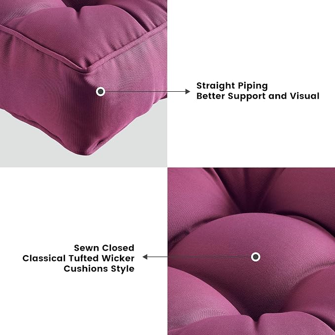 ARTPLAN Outdoor Seat Cushion, Square Thick Tufted Pure Chair Cushion - Image 4