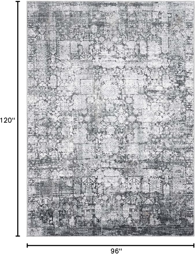 Area Rug 8×10, Large Vintage Boho Rug, Ultra-Soft Low Pile, Non Slip, Stain - Image 2